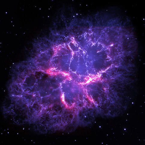 Figure 3. Herschel (red) and Hubble (blue) composite image of the Crab Nebula. Credit: ESA/Herschel/PACS/MESS Key Programme Supernova Remnant Team; NASA, ESA and Allison Loll/Jeff Hester (Arizona State University)