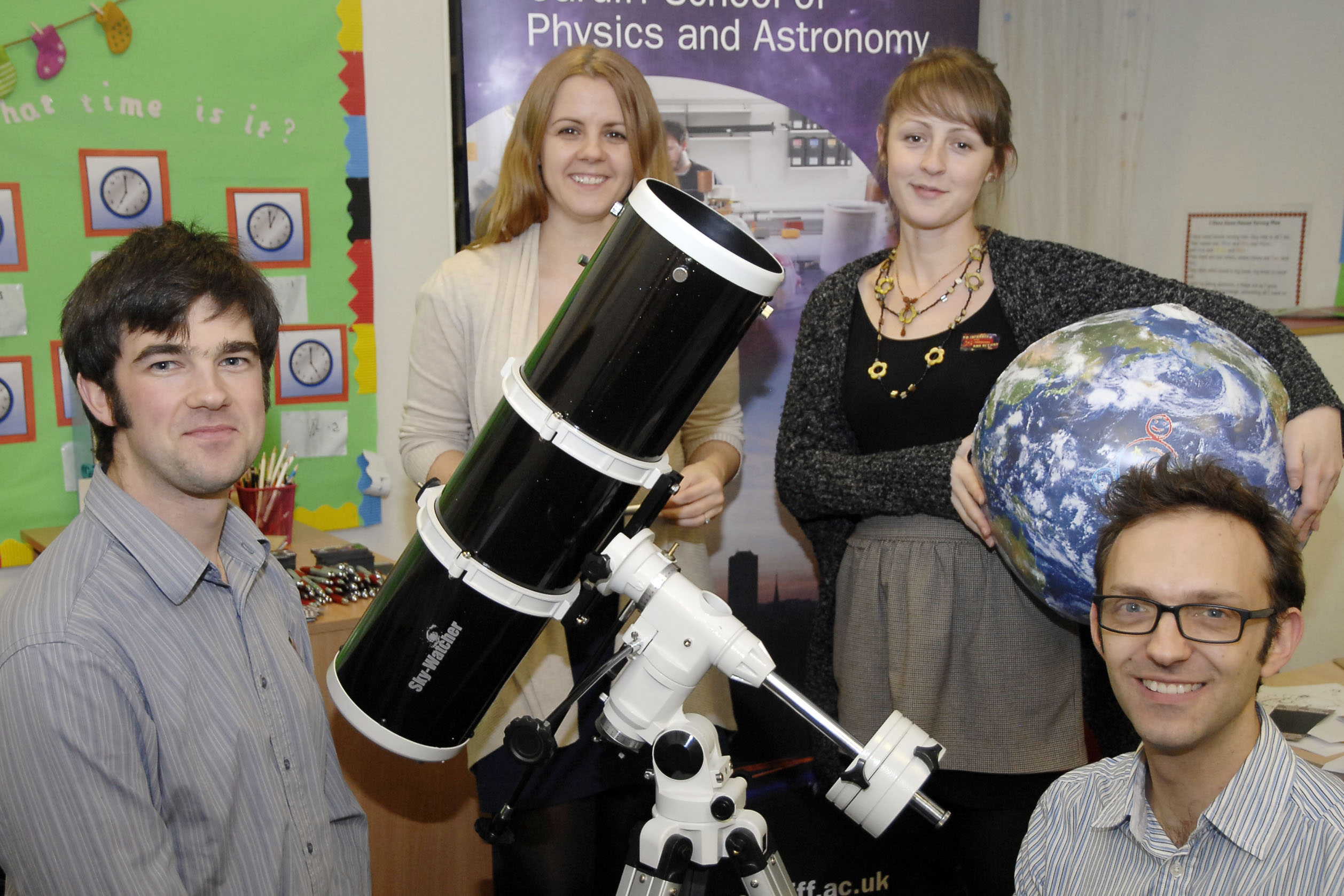 Some of our outreach team.  From L to R: Dr Chris North, Professor Haley Gomez, Miss Sarah Eve Roberts, Dr Edward Gomez.